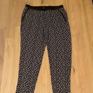 H&M Black and White Floral Joggers